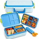 ovve Bento Box for Kids & Cutlery Set – Leakproof Kids Lunch Box, Interchangeable Inserts, BPA-Free, Dishwasher Safe Lunch Containers for School, Preschool, Toddler (Blue)