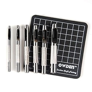 owden 6 pieces hollow punch set 1834 - 51634leather punch tools with a free cutting mat