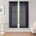OWENIE Black Sheer Curtains 63 inch Length 2 Panels Set, Rod Pocket Voile Fimly Sheer Drapes for Living Room/Bedroom, 2pcs, Each 52" W x 63" L