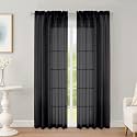 OWENIE Black Sheer Curtains 72 inch Length 2 Panels Set, Rod Pocket Voile Fimly Sheer Drapes for Living Room/Bedroom, 2pcs, Each 52" W x 72" L