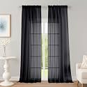 OWENIE Black Sheer Curtains 96 inch Length 2 Panels Set, Rod Pocket Voile Fimly Sheer Drapes for Living Room/Bedroom, 2pcs, Each 52" W x 96" L