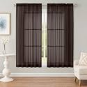 OWENIE Chocolate Sheer Curtains 63 Inches 2 Panels for Living Room 59" Wide