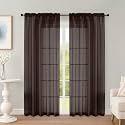 OWENIE Chocolate Sheer Curtains 72 Inches 2 Panels for Living Room 59" Wide