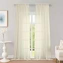 OWENIE Cream Sheer Curtains 96 inch Length 2 Panels Set, Rod Pocket Voile Fimly Sheer Drapes for Living Room/Bedroom, 2pcs, Each 52" W x 96" L