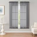 OWENIE Grey Sheer Curtains 63 inch Length 2 Panels Set, Rod Pocket Voile Fimly Sheer Drapes for Living Room/Bedroom, 2pcs, Each 52" W x 63" L
