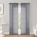 OWENIE Grey Sheer Curtains 72 inch Length 2 Panels Set, Rod Pocket Voile Fimly Sheer Drapes for Living Room/Bedroom, 2pcs, Each 52" W x 72" L
