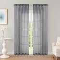 OWENIE Grey Sheer Curtains 84 inch Length 2 Panels Set, Rod Pocket Voile Fimly Sheer Drapes for Living Room/Bedroom, 2pcs, Each 52" W x 84" L