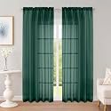 OWENIE Hunter Green Sheer Curtains 84 Inch 2 Panels for Living Room