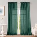 OWENIE Hunter Green Sheer Curtains 96 Inch 2 Panels for Living Room