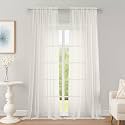 OWENIE Ivory Sheer Curtains 96 inch Length 2 Panels Set, Rod Pocket Voile Fimly Sheer Drapes for Living Room/Bedroom, 2pcs, Each 52" W x 96" L