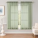 OWENIE Light Green Sheer Curtains 63 Inch 2 Panels for Living Room 59" Wide