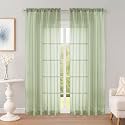 OWENIE Light Green Sheer Curtains 84 Inch 2 Panels for Living Room 59" Wide