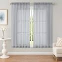 OWENIE Light Grey Sheer Curtains 63 Inch Long 2 Panels for Living Room