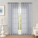 OWENIE Light Grey Sheer Curtains 84 Inch Long 2 Panels for Living Room