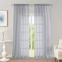 OWENIE Light Grey Sheer Curtains 96 Inch Long 2 Panels for Living Room