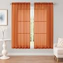 OWENIE Orange Sheer Curtains 63 Inch Long 2 Panels for Living Room 59" Wide