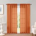 OWENIE Orange Sheer Curtains 72 Inch Long 2 Panels for Living Room 59" Wide