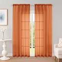 OWENIE Orange Sheer Curtains 84 Inch Long 2 Panels for Living Room 59" Wide
