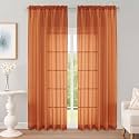 OWENIE Orange Sheer Curtains 90 Inch Long 2 Panels for Living Room 59" Wide