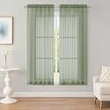 OWENIE Sage Green Sheer Curtains 63 inch Length 2 Panels Set, Rod Pocket Voile Fimly Sheer Drapes for Living Room/Bedroom, 2pcs, Each 52" W x 63" L