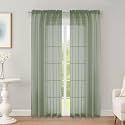 OWENIE Sage Green Sheer Curtains 72 inch Length 2 Panels Set, Rod Pocket Voile Fimly Sheer Drapes for Living Room/Bedroom, 2pcs, Each 52" W x 72" L
