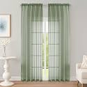 OWENIE Sage Green Sheer Curtains 90 inch Length 2 Panels Set, Rod Pocket Voile Fimly Sheer Drapes for Living Room/Bedroom, 2pcs, Each 52" W x 90" L