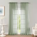 OWENIE Sage Green Sheer Curtains 96 inch Length 2 Panels Set, Rod Pocket Voile Fimly Sheer Drapes for Living Room/Bedroom, 2pcs, Each 52" W x 96" L