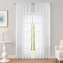 OWENIE White Sheer Curtains 90 inch Length 2 Panels Set, Rod Pocket Voile Fimly Sheer Drapes for Living Room/Bedroom, 2pcs, Each 52" W x 90" L