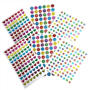 owinas400  craft sparkle smiley heart star stickers 6 sheetskids and teachers craft stickerskids birthday giftstickers reward stickersscrapbookingprojectsteacher39s and parent39s reward stickers