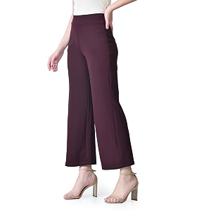 Womens High Waist Straight Fit TrousersSolid Korean