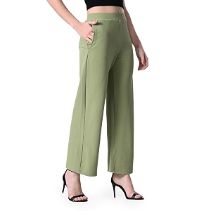 Womens High Waist Straight Fit TrousersSolid Korean