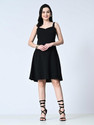 OWL MINK Women Fit and Flare Black