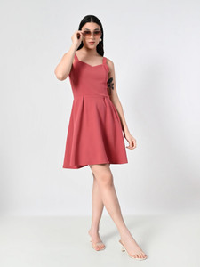 OWL MINK Women Fit and Flare Pink