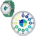 OWLCONIC Telling Time Teaching Clock - Bundled with Kids Watch. Learn to Tell Time Resources. Jungle Sage Green