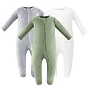 Owlivia Organic Cotton Baby Pajamas, Boys Girls 3-Pack Zip Front Sleep 'N Play, Footed Sleeper, Long Sleeve