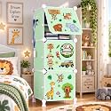 Owme 3 Door Kids Plastic Wardrobe for Clothes, Foldable Plastic Almirah for Clothes, Collapsible Wardrobe for Storage, Fiberglass Chopsticks - Reusable Storage Rack for Kids - Green