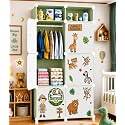 Owme 6+2 Door Kids Plastic Wardrobe for Clothes, Foldable Plastic Almirah for Clothes, Collapsible Wardrobe for Storage, Fiberglass Chopsticks - Reusable Storage Rack for Kids - Green