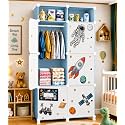 Owme 6+2 Door Kids Plastic Wardrobe for Clothes, Foldable Plastic Almirah for Clothes, Collapsible Wardrobe for Storage, Fiberglass Chopsticks - Reusable Storage Rack for Kids - Blue