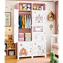 Owme 6+2 Door Kids Plastic Wardrobe for Clothes, Foldable Plastic Almirah for Clothes, Collapsible Wardrobe for Storage, Fiberglass Chopsticks - Reusable Storage Rack for Kids - Pink