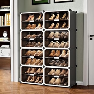 owme plastic shoes rack for home 5-door portable shoes rack with dustproof door for heelsslippersboots diy multi-purpose shoe organizer grey 8 door