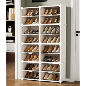owme plastic shoes rack for home 5-door portable shoes rack with dustproof door for heelsslippersboots diy multi-purpose shoe organizer white 8 door