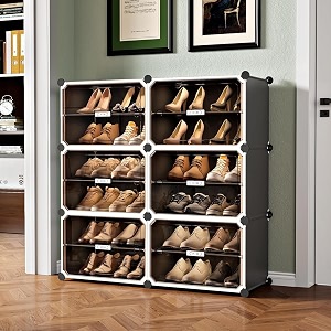 owme plastic shoes rack for home 5-door portable shoes rack with dustproof door for heelsslippersboots diy multi-purpose shoe organizer grey 6 door