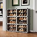 Owme Plastic Shoes Rack for Home, 5-Door Portable Shoes Rack with Dustproof Door for Heels/Slippers/Boots, DIY Multi-Purpose Shoe Organizer, (GREY, 6 DOOR)