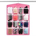 OxbOw 16 Pocket Hanging Innerwear Organiser for Wardrobe, Socks Organizer for Wardrobe, Storage, Undergarments Organizer(75X45 CM) (Pack of 2, Grey+Black)