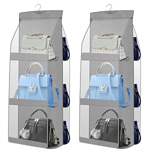 oxbow non woven 2pcs combo handbag organizer for ladies handbags purse organiser for handbag closet organizer for wardrobe tote bag organiser bag hanger 90 x 35 x 35 cm 2 pcs grey