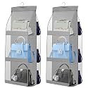 OxbOw Non Woven 2Pcs Combo Handbag Organizer For Ladies Handbags, Purse Organiser For Handbag, Closet Organizer For Wardrobe, Tote Bag Organiser, Bag Hanger, 90 X 35 X 35 Cm (2 Pcs Grey)