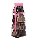 OxbOw 8 Pocket Handbag Organizer, Bag Organiser For Ladies Handbags, Purse, Clutch, Closet Organizer For Wardrobe, Purse Organiser With Hanger, Women (8 POCKET- 110 X 35 X 35 CM- PACK OF 1, PINK)