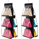 OxbOw 2 Pcs Combo 6 Pocket Handbag Organizer, Bag Organiser For Ladies Handbags, Purse Organiser For Handbag, Closet Organizer For Wardrobe, Tote Bag Holder(2 Pcs Black)