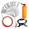 OXDFNZU Fishing Stringer Live Fish Lock, Stainless Steel Fish Stringer Clip, Big Fish 10 Meters Wire Rope Cable with Float and Plastic Handle, Fishing Holder Kit with High Strength 10 Snaps/Buckles
