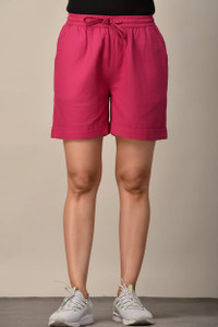 Oxinexx Solid Women Pink Casual Shorts